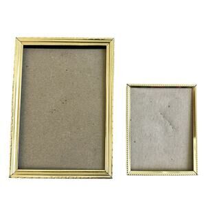 Gold Metal set/2 vintage frame simple minimal home decor etched brass wedding